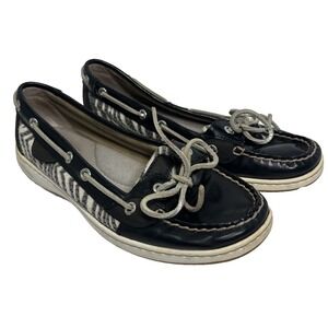Sperry Top Sider Angelfish Sequined Boat Shoes Womens Size 8 Black Zebra Print